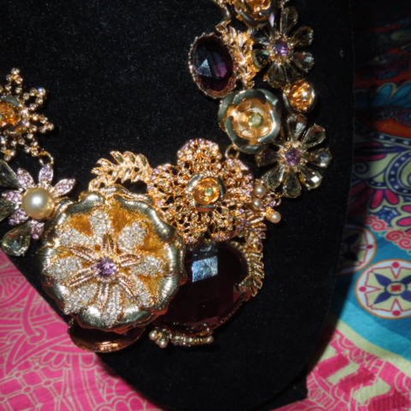 NWT Miriam Haskell Flower Statement Necklace - Picture 4 of 8